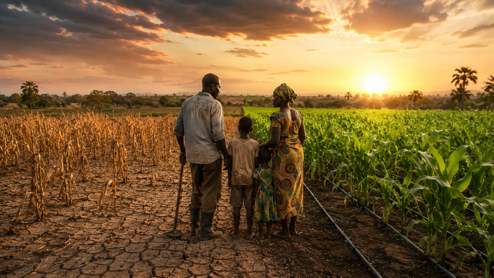 Irrigation moderne dans un champ agricole au Bénin