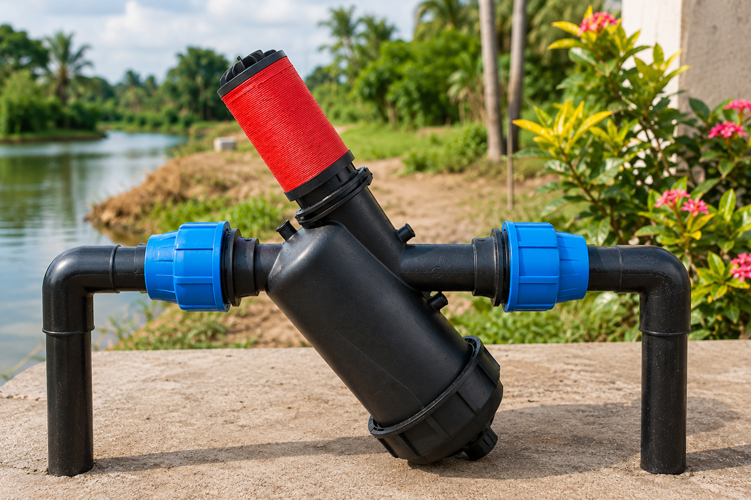 Filtre à tamis installé sur réseau d’irrigation